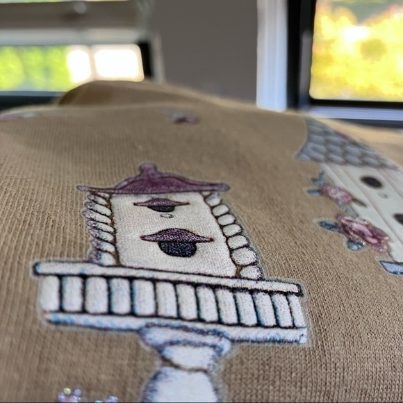 VINTAGE 90s Cottagecore Birds n Birdhouses Clay Dye Look Thick Single Stitch Tee - Picture 4 of 8